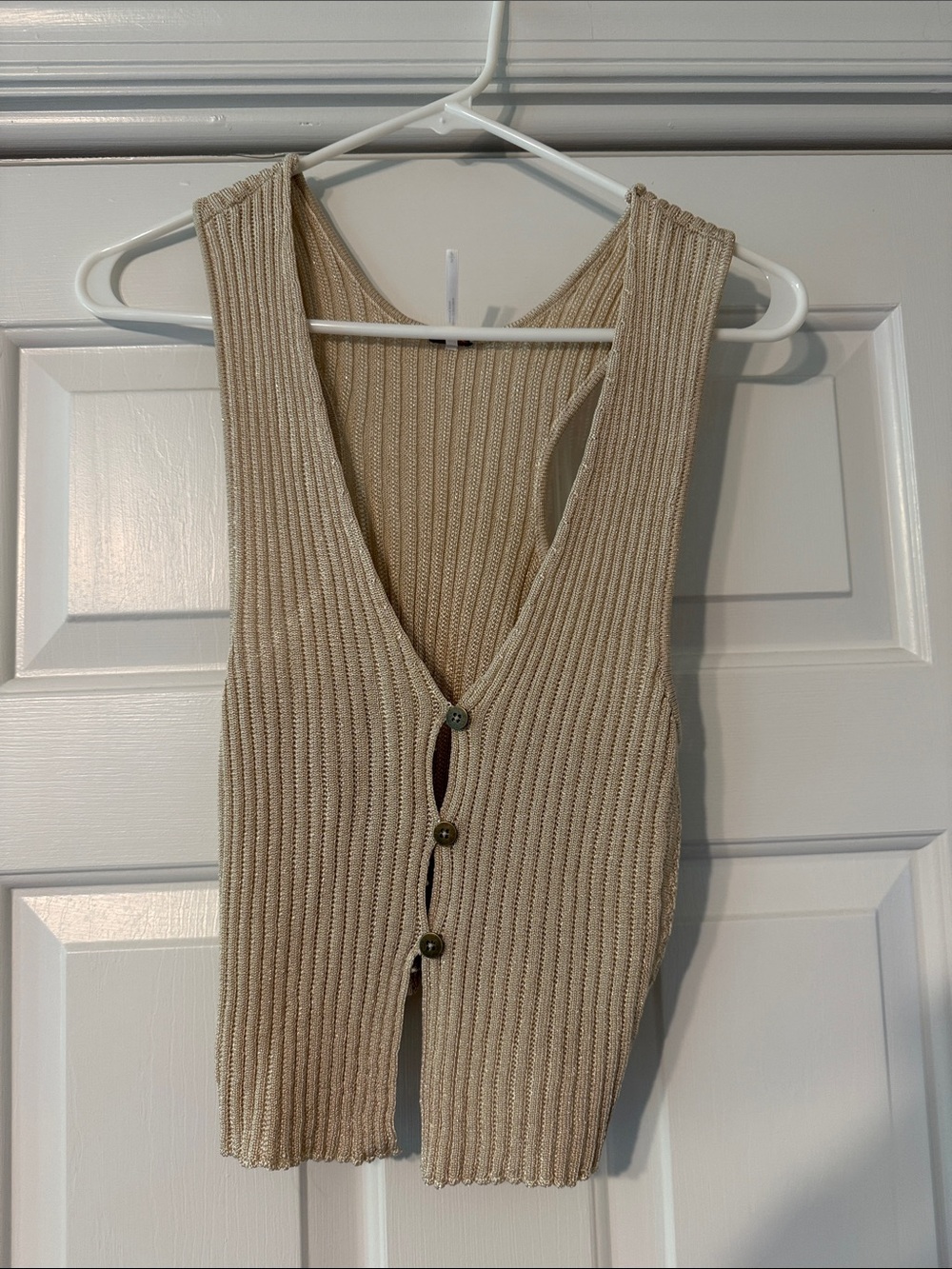 Free People Ribbed Knit Tank Top in Beige